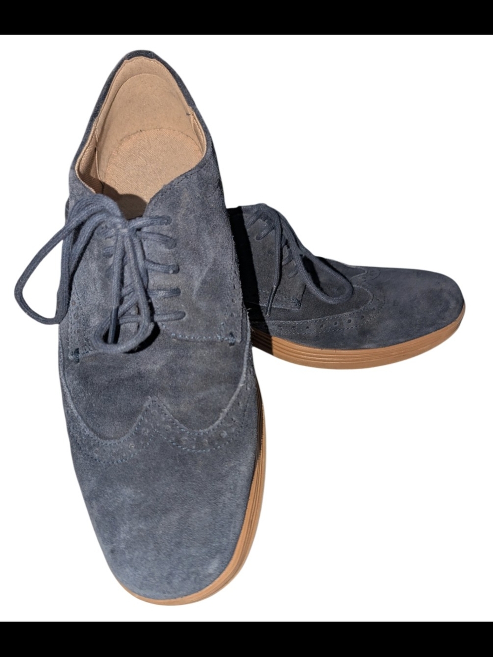 Cole Haan Men's Blue Suede Wingtip Oxfords